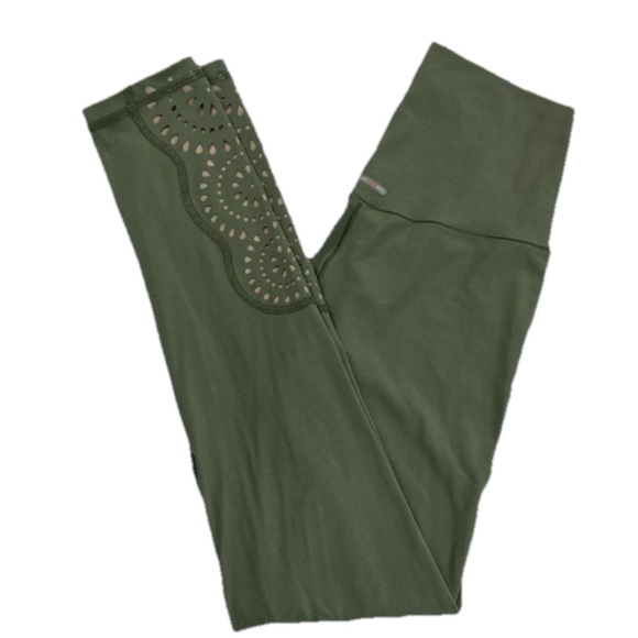 Aerie Chill Play Move High Rise Laser-Cut Leggings Green Size Medium